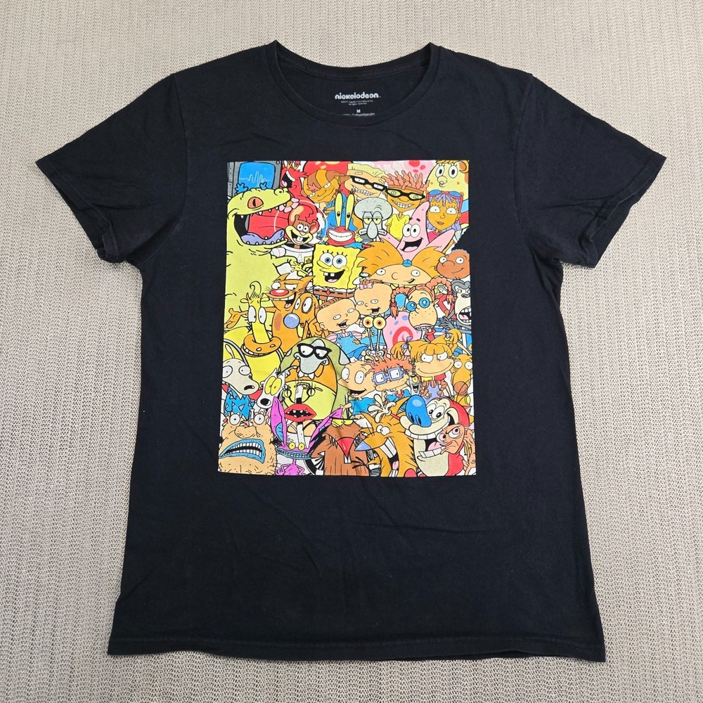 SpongeBob SquarePants Shirt Mens Medium Black Double Sided Graphic Tee